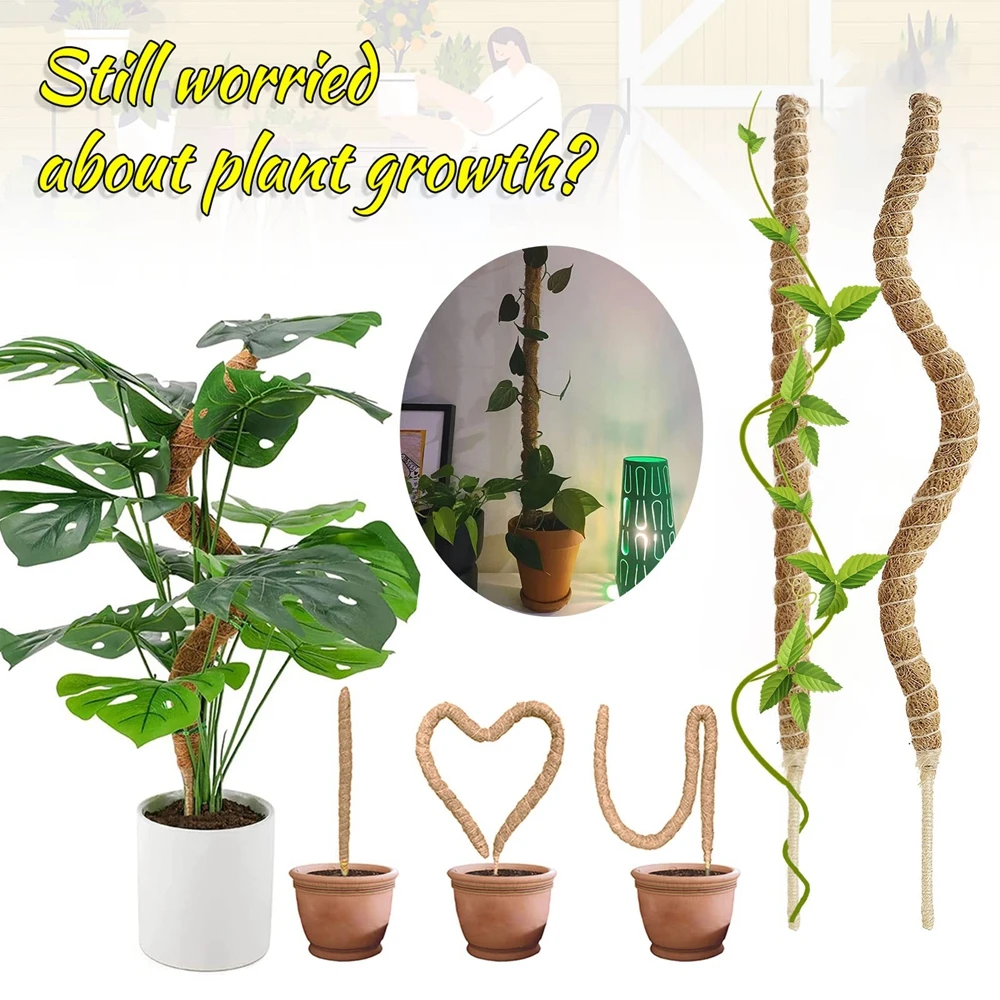 Moss Pole Coco Coir Poles for Climbing Plants Bendable Plant Support Sticks for Moss Totem Pole Plant Support Monstera Growth