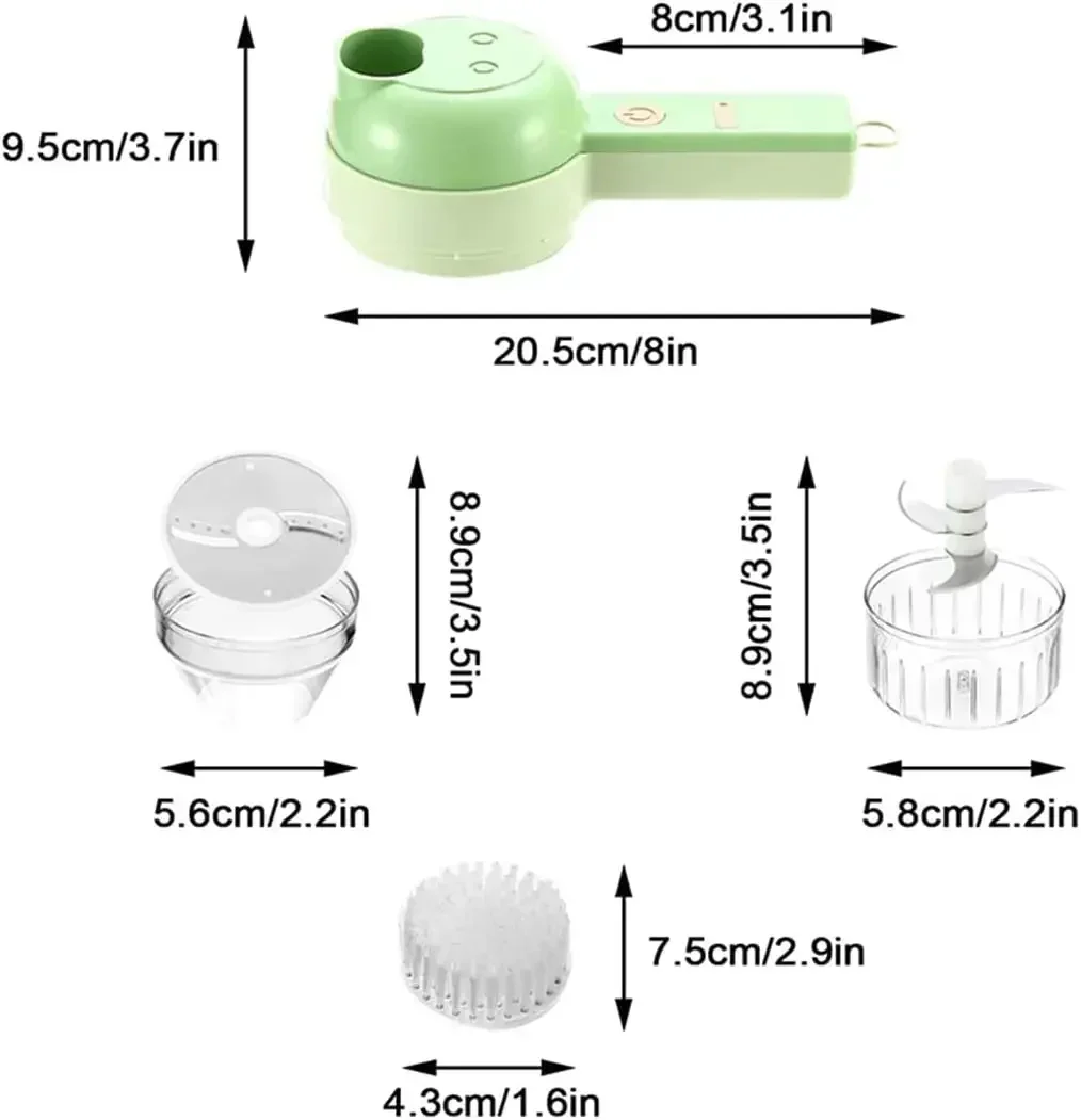 Handheld Electric Vegetable Cutter Set,Wireless Food Processor for Garlic Chili Pepper Onion Ginger Celery Meat with Brus 4