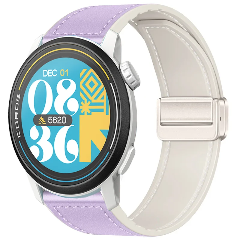Premium Hybrid Silicone-Leather Strap with Magnetic Buckle, 20mm/22mm