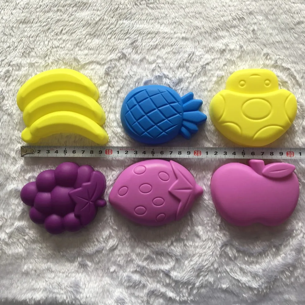 6pcs Fruit Child Kid Model Building Kits Portable Fruit Sand Clay Mold Building Decoration Beach Sand Toy