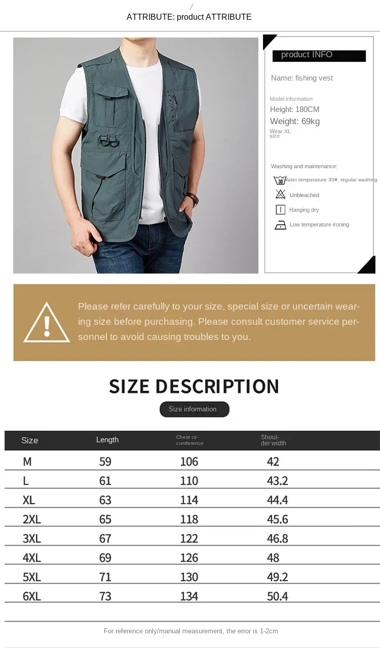 Description Picture 5 of itemMAN Sleeveless Jacket Waterproof Golf Plus Size Outerwear Work Techwear Padding Vest Windbreaker Fishing Clothing Men Coats Male