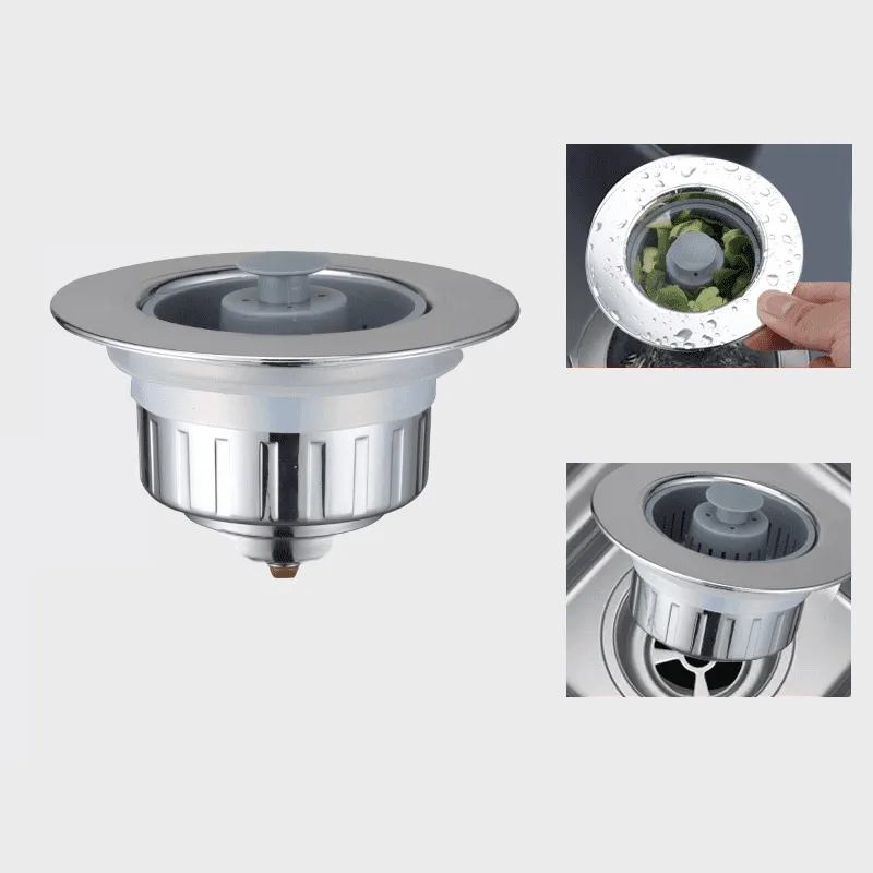 Houseeker 3 in 1 Pop Up Sink Filter ABS Kitchen Sink Strainer Drain Basket Stopping Blockage Bouncing Core Leak-proof Plug Cover