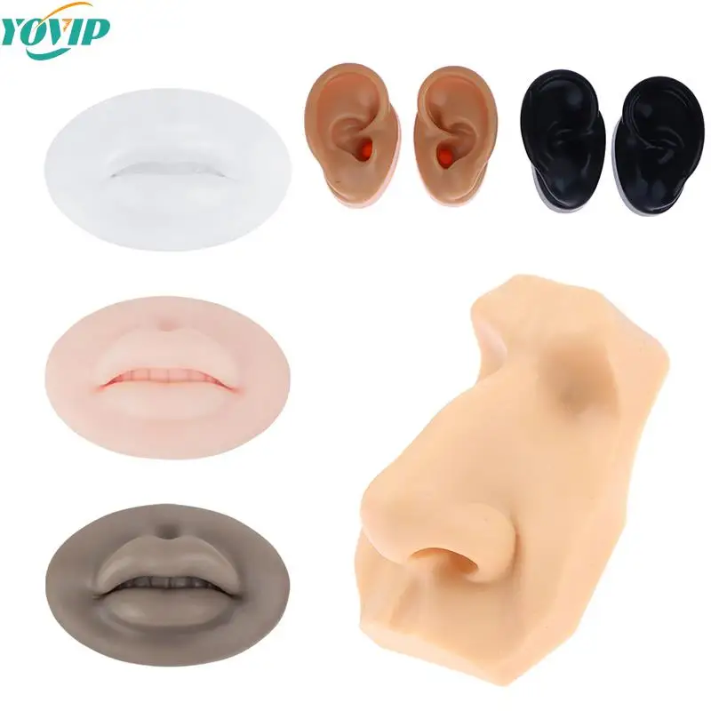 

3D Silicone Ear Nose Lip Model Professional Practice Piercing Tools Earring Ear Stud Display Tools Can Be Reused Teaching Tool