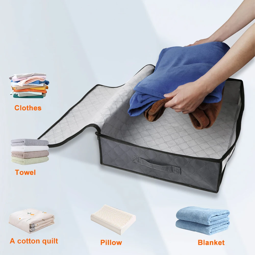 Description Picture 4 of itemUnderbed Storage Bag Portable Foldable Quilt Bag Wardrobe Clothes Storage Box Dustproof Organizer Large Capacity