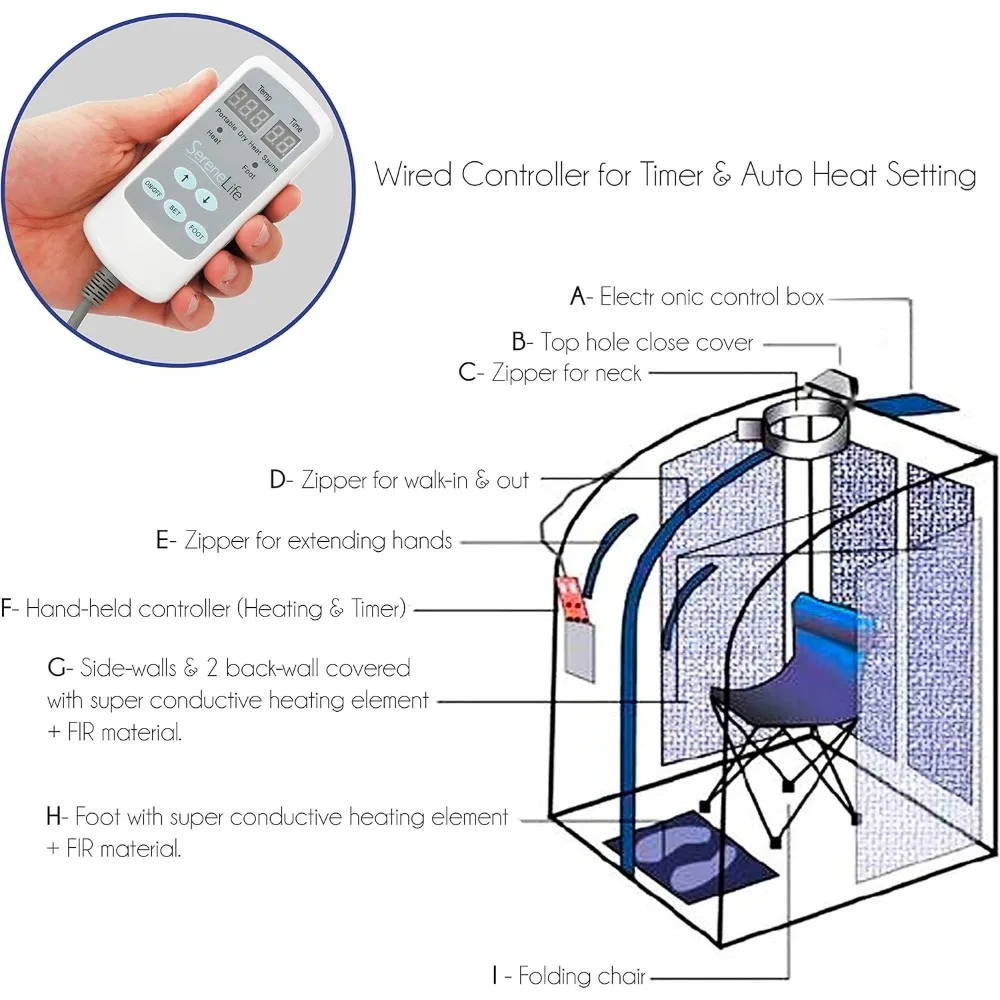 Compact and Portable Infrared Steam Sauna, Suitable for Relaxing and Rejuvenating At Home, Foldable Chair, Foot Mat Heating Pad 4