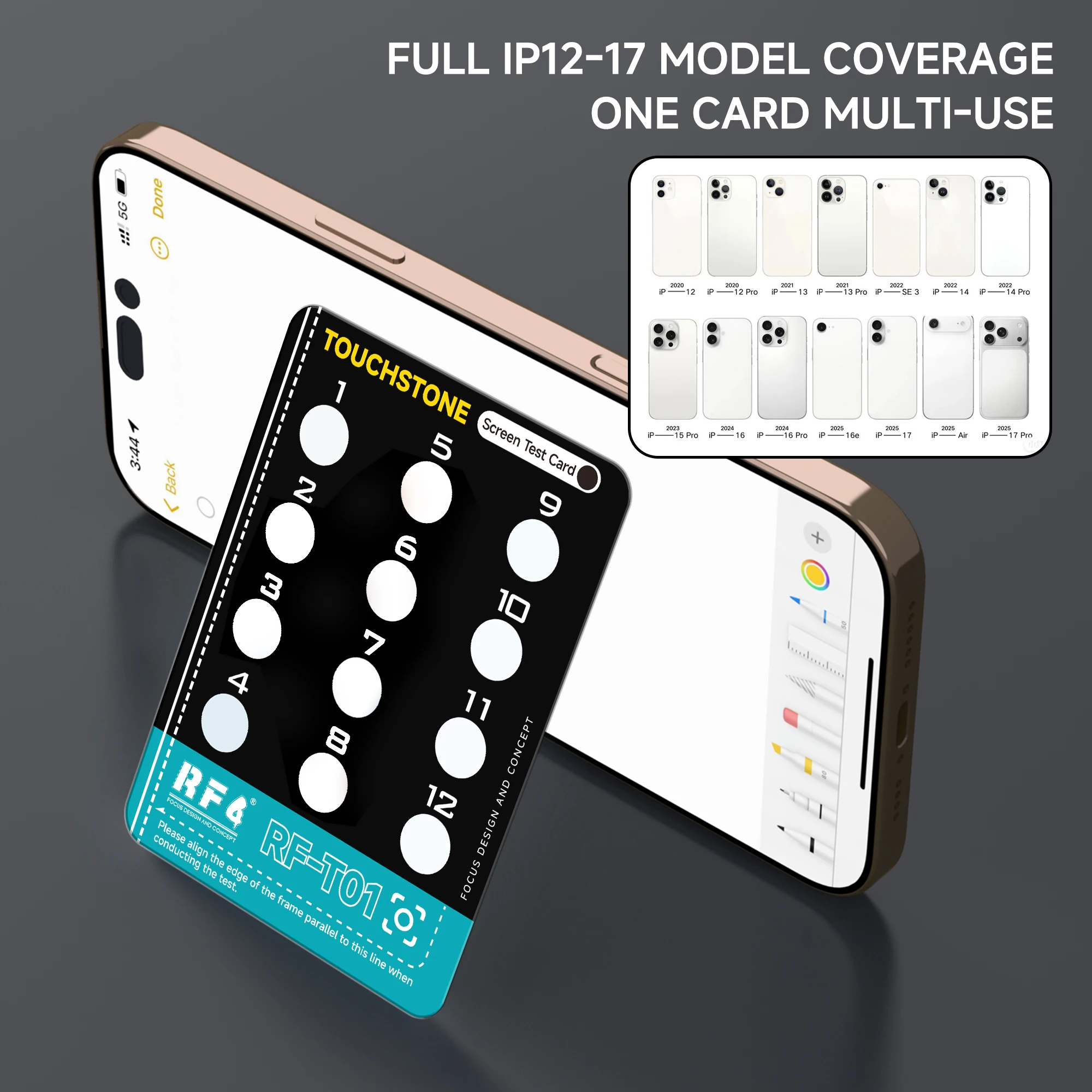 RF4 RF-T01 스크린 식별 카드, 모든 IP12-17 모델의 빠른 비분해 원본 스크린 테스트 도구