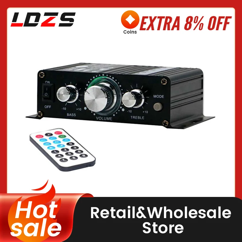 

LDZS 12V Power Amplifier Small Car Audio Power Amplifier Bluetooth Speaker Home Audio Power Amplifier Car Audio