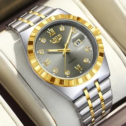 LIGE Women's Luxury Quartz Chronograph Waterproof Luminous Watch (Gold gray)