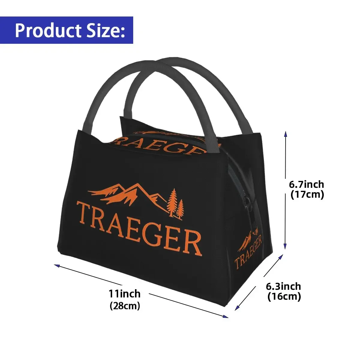 Traeger Pellet Grill Smoke BBQ Essential Lunch Bags Insulated Bento Box Lunch Tote Picnic Bags Cooler Thermal Bag for Woman