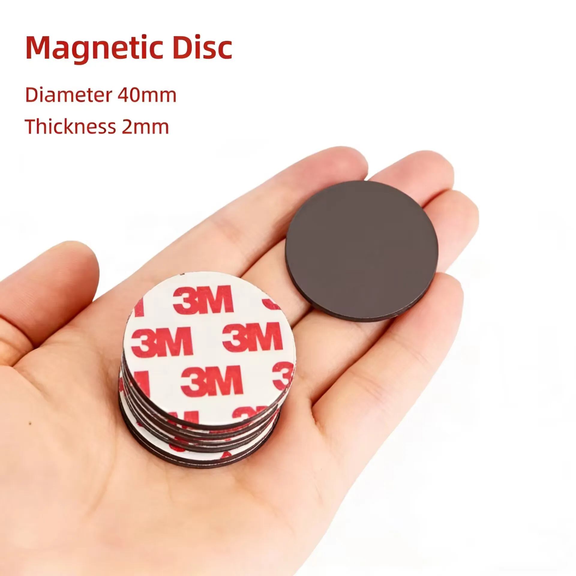 Set of 10 Strong Self-Adhesive Round Magnetic Sheets - 2mm Thickness