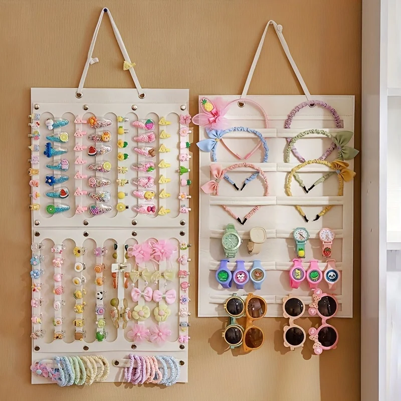 Hair Accessories Organizer 1pc Hanging Storage Organizer Wall Decoration Hair Bows Storage Clips Rope Glasses Organizing