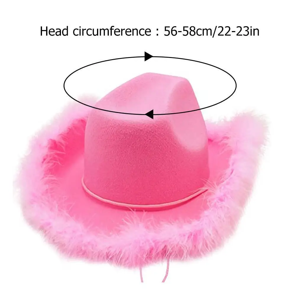 

Cowgirl Hats Light Up Pink Tiara Western Style For Women Girl Rolled Fedora Caps Feather Edge Beach Cowboy Hat Sequin Party Y0l4