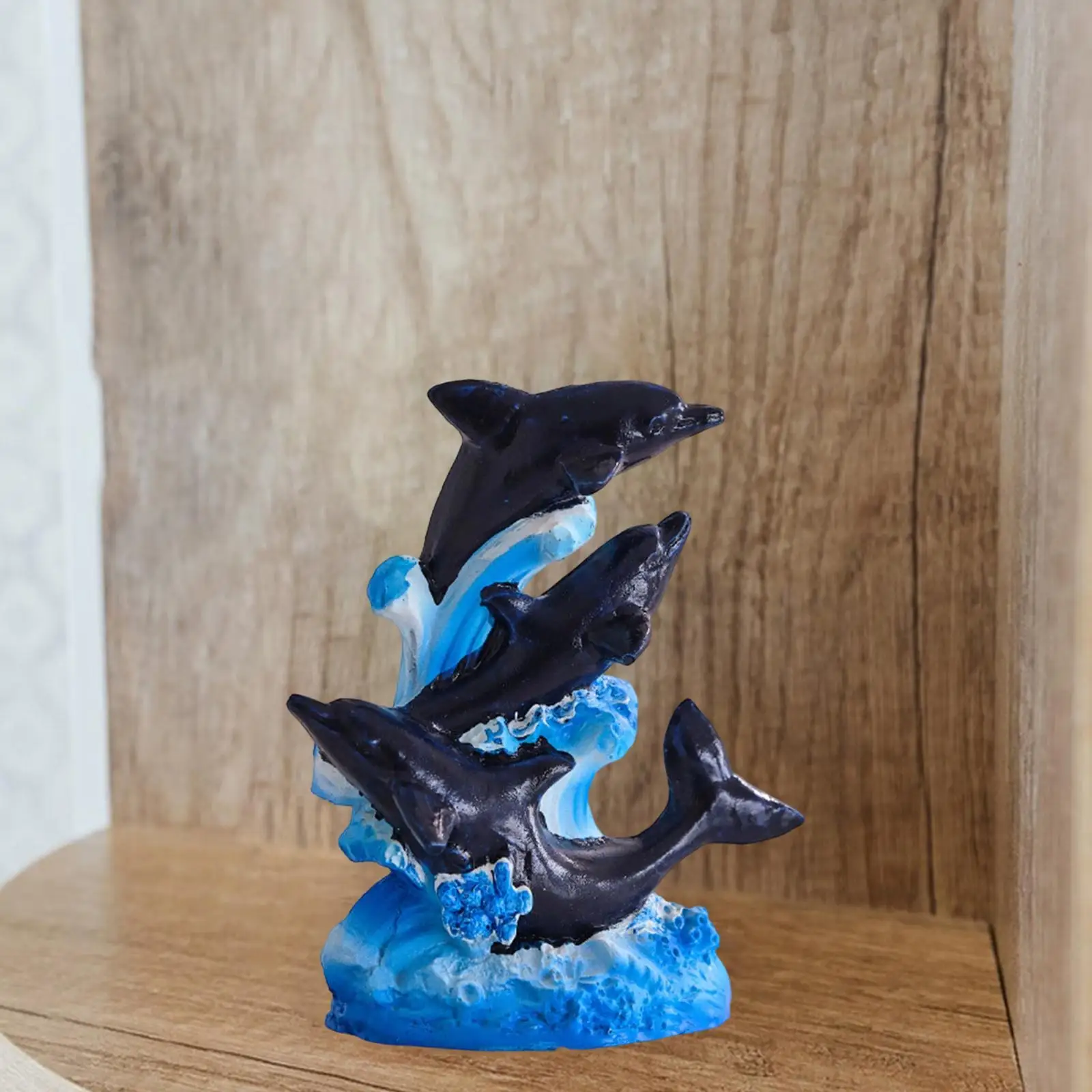 Resin Dolphin Figurine Decorative Statue Beach Themed Room Decor Tabletop Ornament for Fireplace