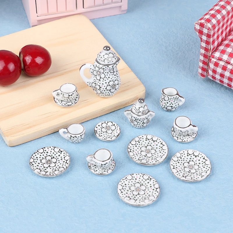 

1 Набор 1:12 Миниатюрный фарфоровый керамический чайный набор для кукольного домика посуда кухонный кукольный домик Чайник игрушки «сделай сам»