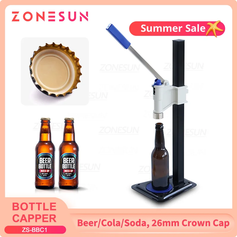 

ZONESUN Beer Bottle Capper Crown Cover Manual Capping Tool Cola Fizzy Pop Milk Soft Drinks Beverages Pressing Top ZS-BBC1