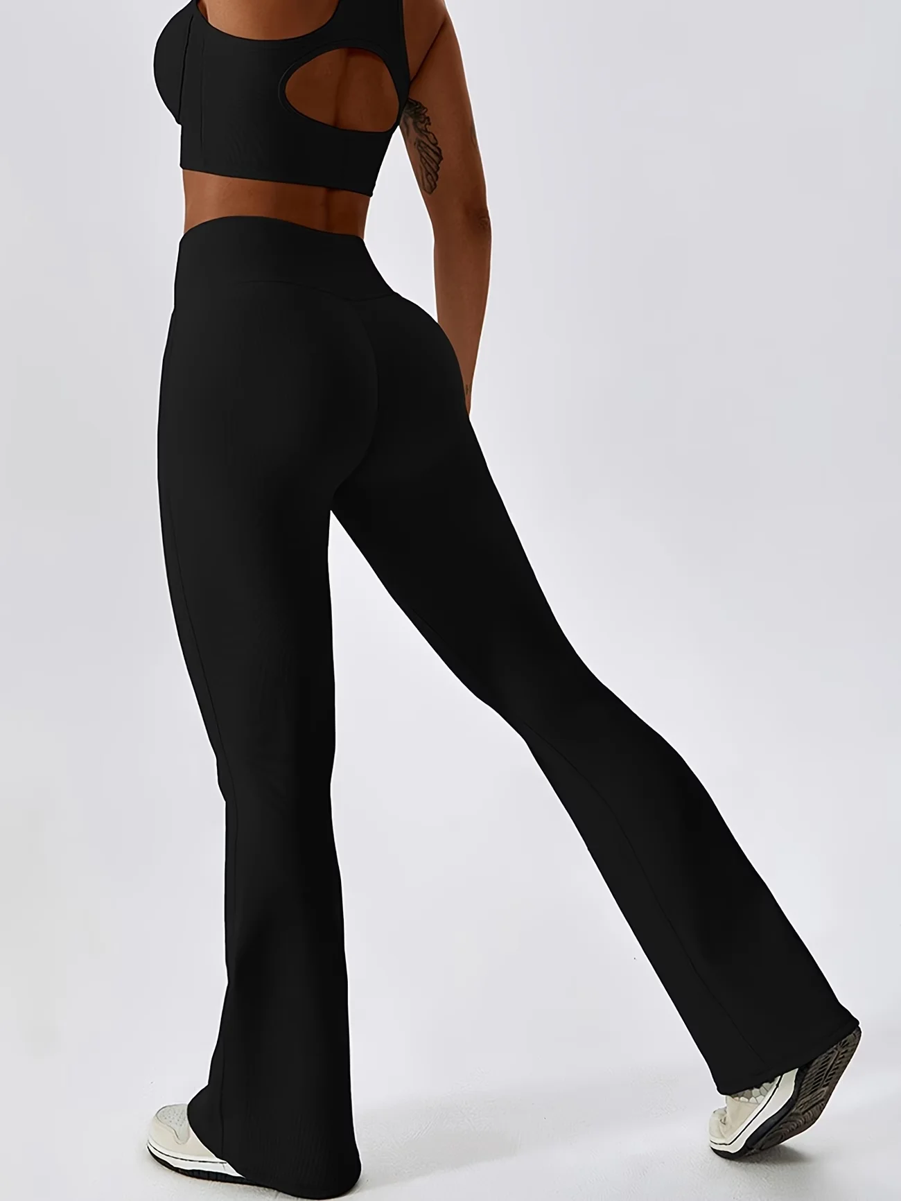 Yoga broek met hoge taille voor dames bootcut sportlegging_voghion.com