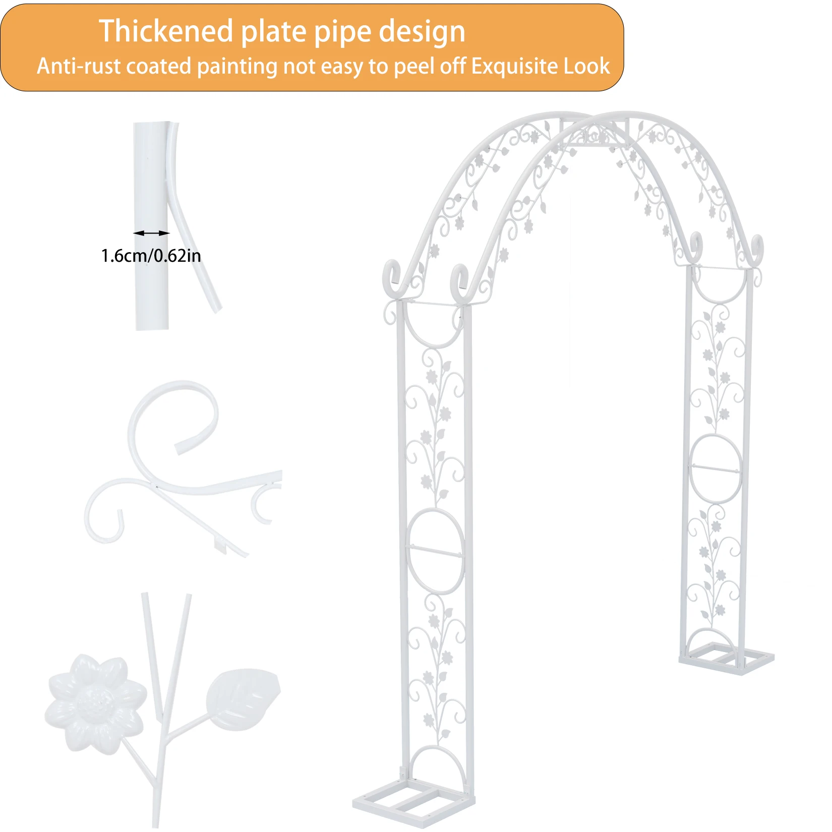 Large White Wedding Arch Stand Backdrop Metal Rack Garden Trellis Pergola Stand