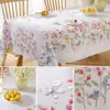 Spring Cherry Watercolor Flower Waterproof Tablecloth Wedding Party Decor Summer Plants Rectangle Table Cloth Dining Table Decor 3