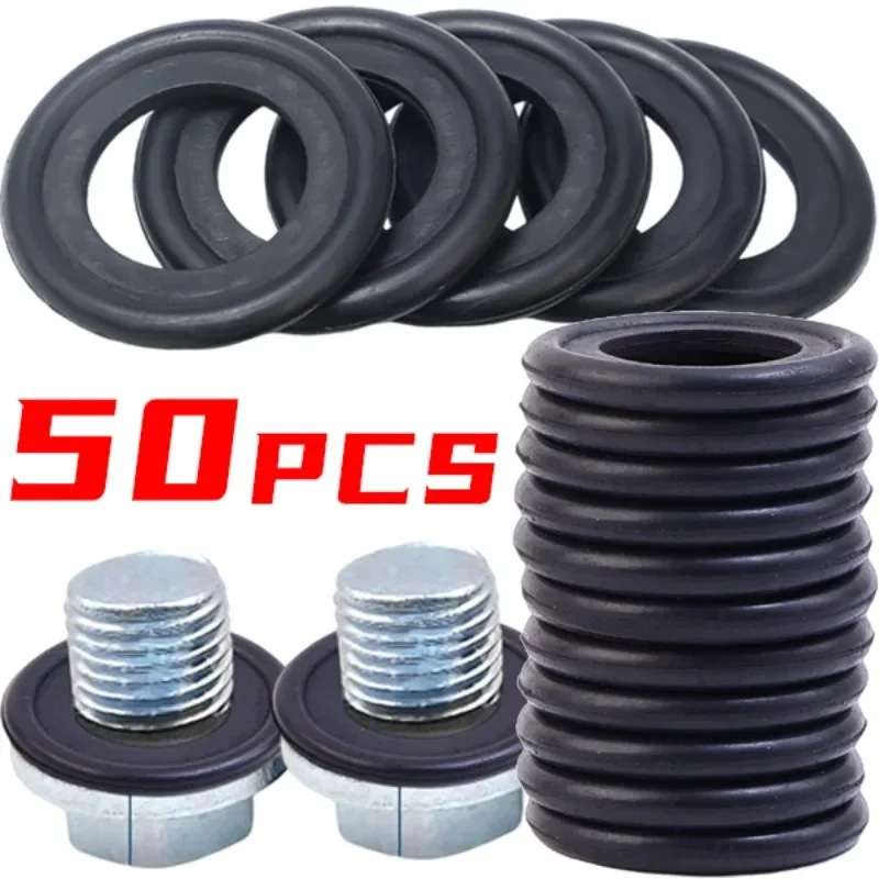 Car Sealing Oil Drain Plug Gasket Washer M12 & M14 Rubber Engine Oil Pan Drain Plug Gaskets Auto Sump Replacement Accessories