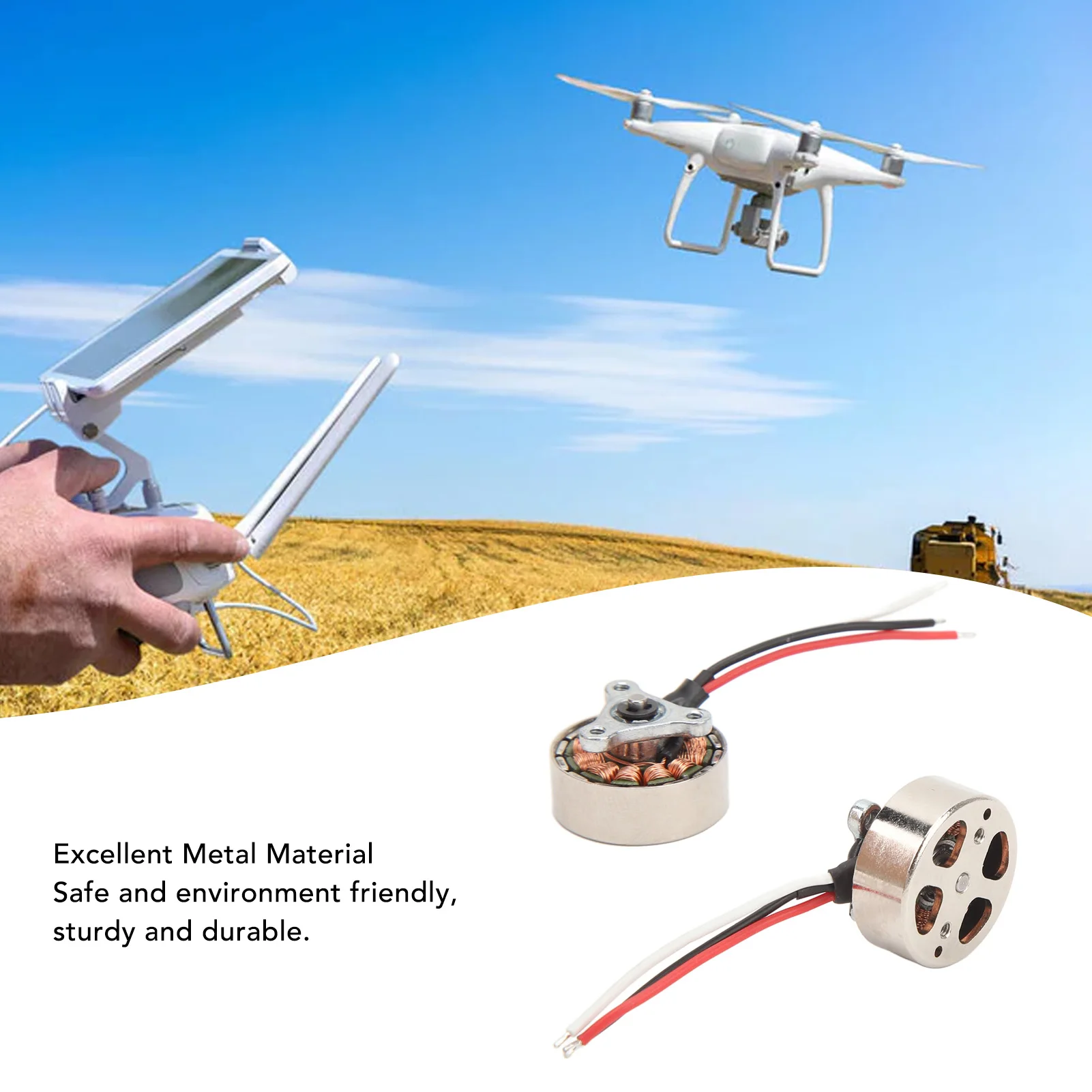 Moteur brushless 1503 pour avion RC, connecteurs et câbles électriques apparents.