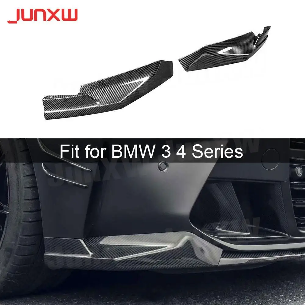 

Dry Carbon Fiber Car Front Bumper Lip Splitter FRP Unpainted Flaps Apron for BMW 3 4 Series G80 G82 G83 M3 M4 2021 UP MP Style