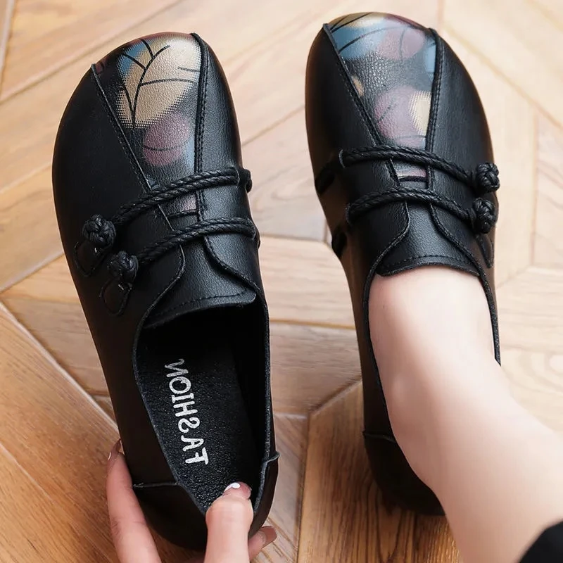 

Fashion Leather Shoes Oxford Retro Comfortable Single Shoes 2022 Spring New Flat Bottom Female Mother Shoes zapatos de mujer