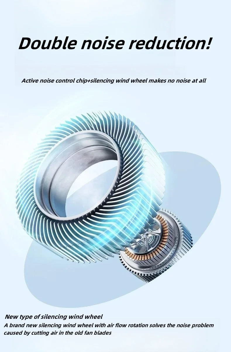 Rechargeable Portable Neck Fan With 3 Speed Settings Silent Airflow_voghion.com