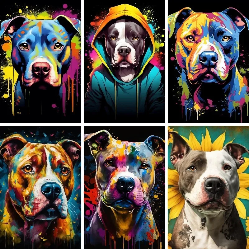 5D Diamond Art Painting Kits American Pitbull Needlework Diamond Embroidery Staffordshire Bull Terrier Picture of Rhinestones