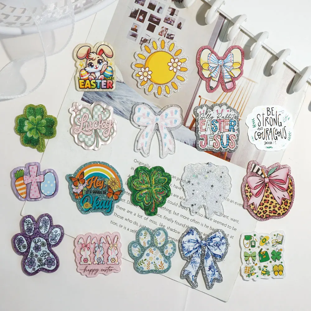10pcs 핑크 반짝이 아크릴 DIY 공예 용품 바느질 플랫백 평면 수지 DIY 선물 공예 보석 액세서리 MF06-359153