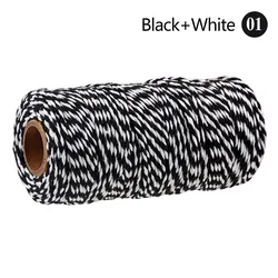 Eco-Friendly Cotton Macrame Cord for DIY Crafts and Home Decor (2mm, 100M) (SLQ A01 Black White)