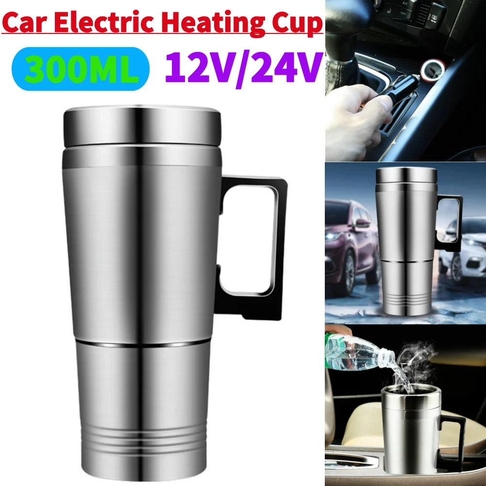 Heated Coffee Mug Car Electric Kettle: 12V/24V Portable Water