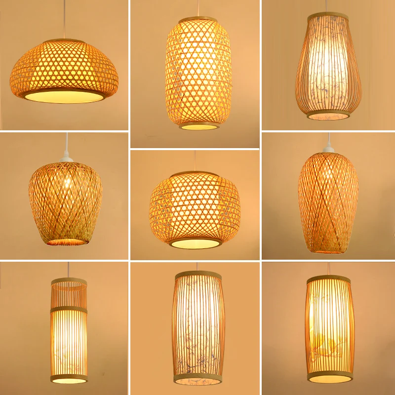 

Modern Bamboo Handwoven Bamboo Restaurant Bamboo Lantern Art Hanging Lantern Pendant Lamp Bedroom Living Room Dining Room Lamp