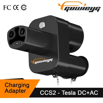 GUWIEYG CCS2-NACS AC + DC 어댑터, 테슬라 전기 자동차 EV 충전기 커넥터, 자동차 테슬라 어댑터용 CCS2