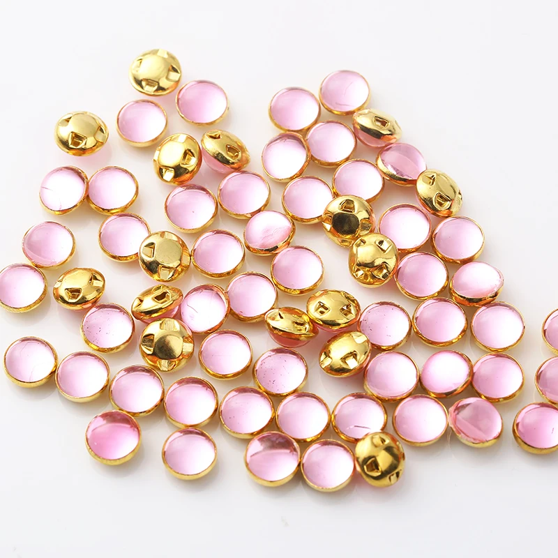 RESEN 8mm 100pcs Sew On Pearls Jelly Color With Gold/Sliver Claw Acrylic  Round Pearl Button