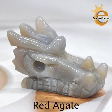

2" Skull Decoration Dragon Figurine Natural Crystals And Stones Healing Clear Quartz Amethyst Tiger Eye Gemstone Reiki Statue