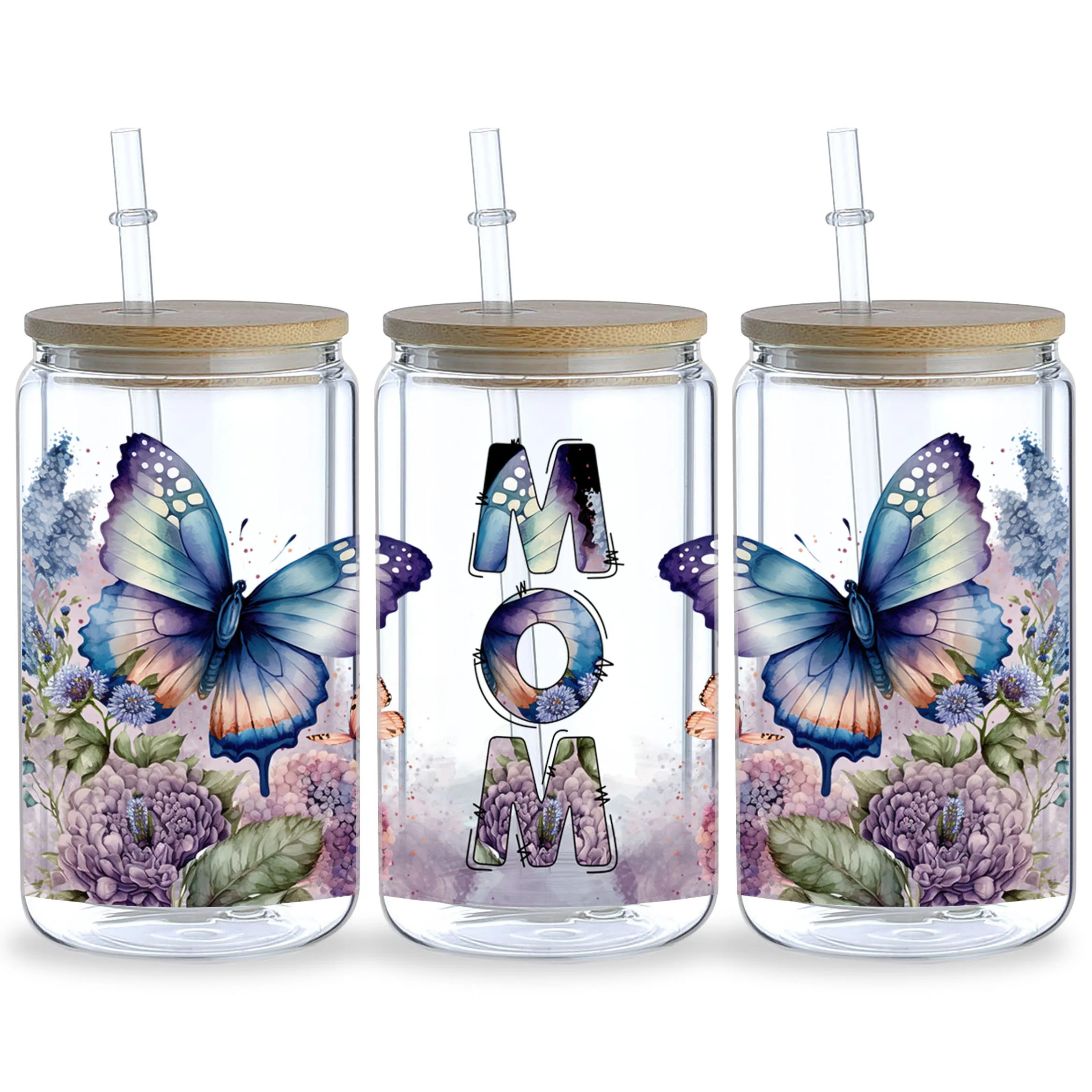 5 Sheets Mother's Day UV DTF Mug Stickers, Glass Movement DTF Transfer Stickers, Waterproof Wipe Transfer Paper for 16 oz Glass