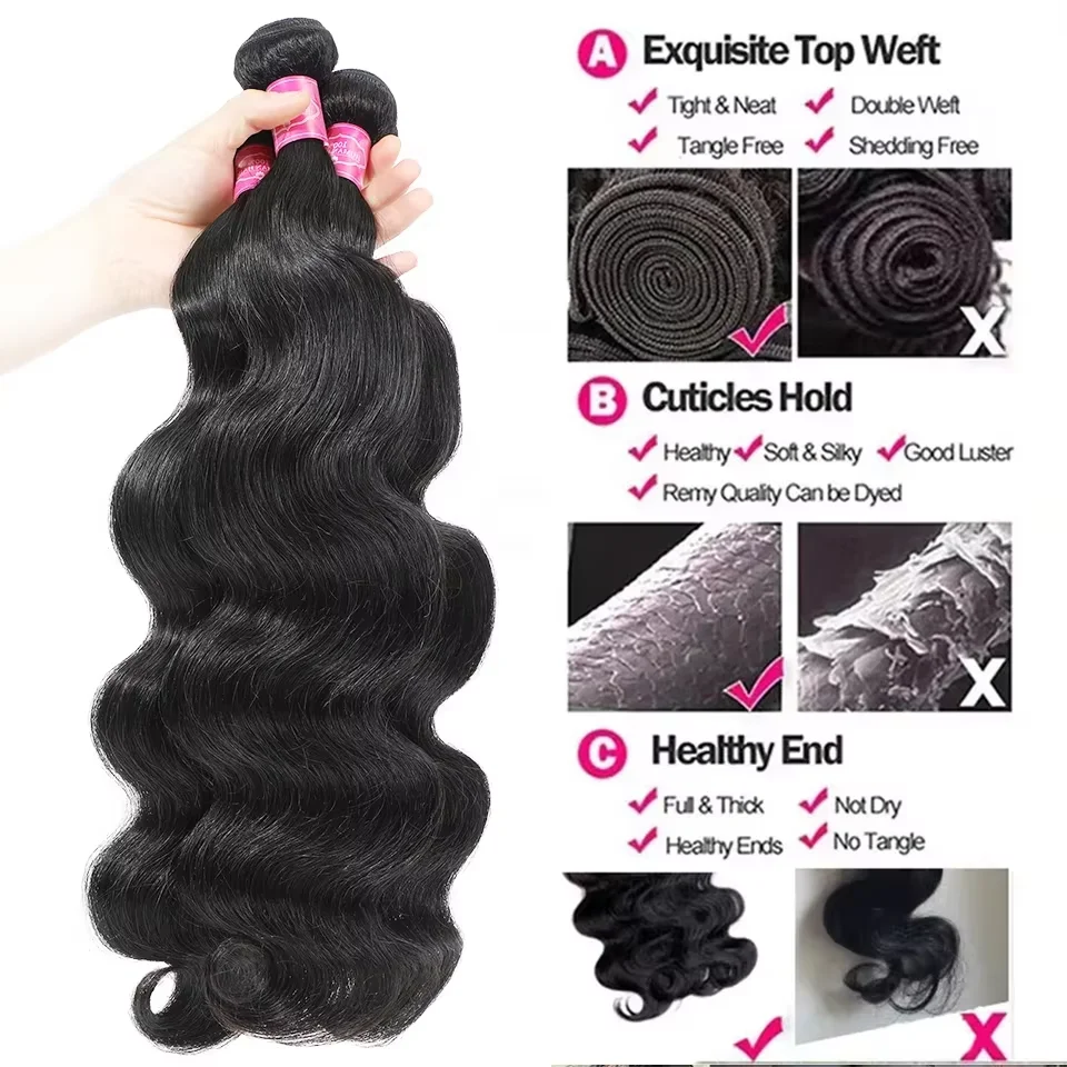 Body Wave Human Hair Extensions 4 Bundles Remy Virgin Soft Silky Natural Amazon.com : YISEA Human Hair Bundles Body Wave 4 Bundles  main image 3