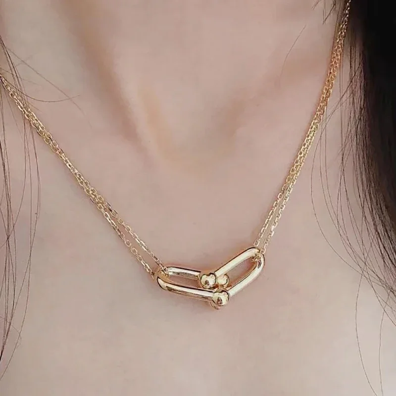 

Горячая Распродажа, Женское Ожерелье из искусственного серебра с гальваническим покрытием, цвет розовое золото 18 К, роскошные брендовые подарки