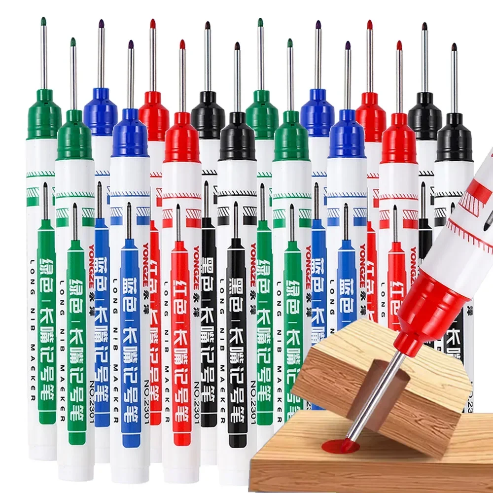 Multi-Purpose Waterproof Markers for Metal, Bathroom, and Woodworking - 4 Vibrant Colors, Long Head Nib, 20mm Deep Hole