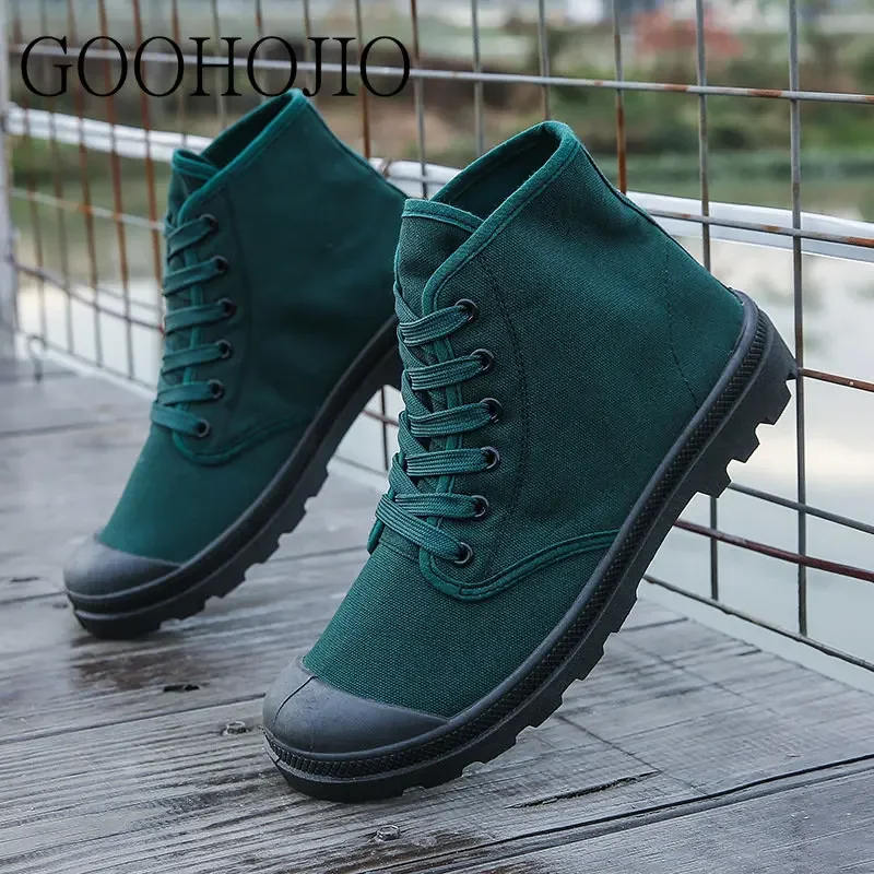 Fashion Male Flats Men Designer Vulcanize Shoes Waterproof Sneakers Men High Top Shoes Canvas Lace-up Men Casual Shoes Daily 2