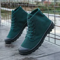 Fashion Male Flats Men Designer Vulcanize Shoes Waterproof Sneakers Men High Top Shoes Canvas Lace-up Men Casual Shoes Daily 2