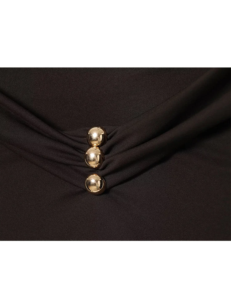 Sexy Slimming Dress For Women Elegant Slash Neck Sleevesless Fashion Folds Dresses Female Solid Temperament Party Long Dress