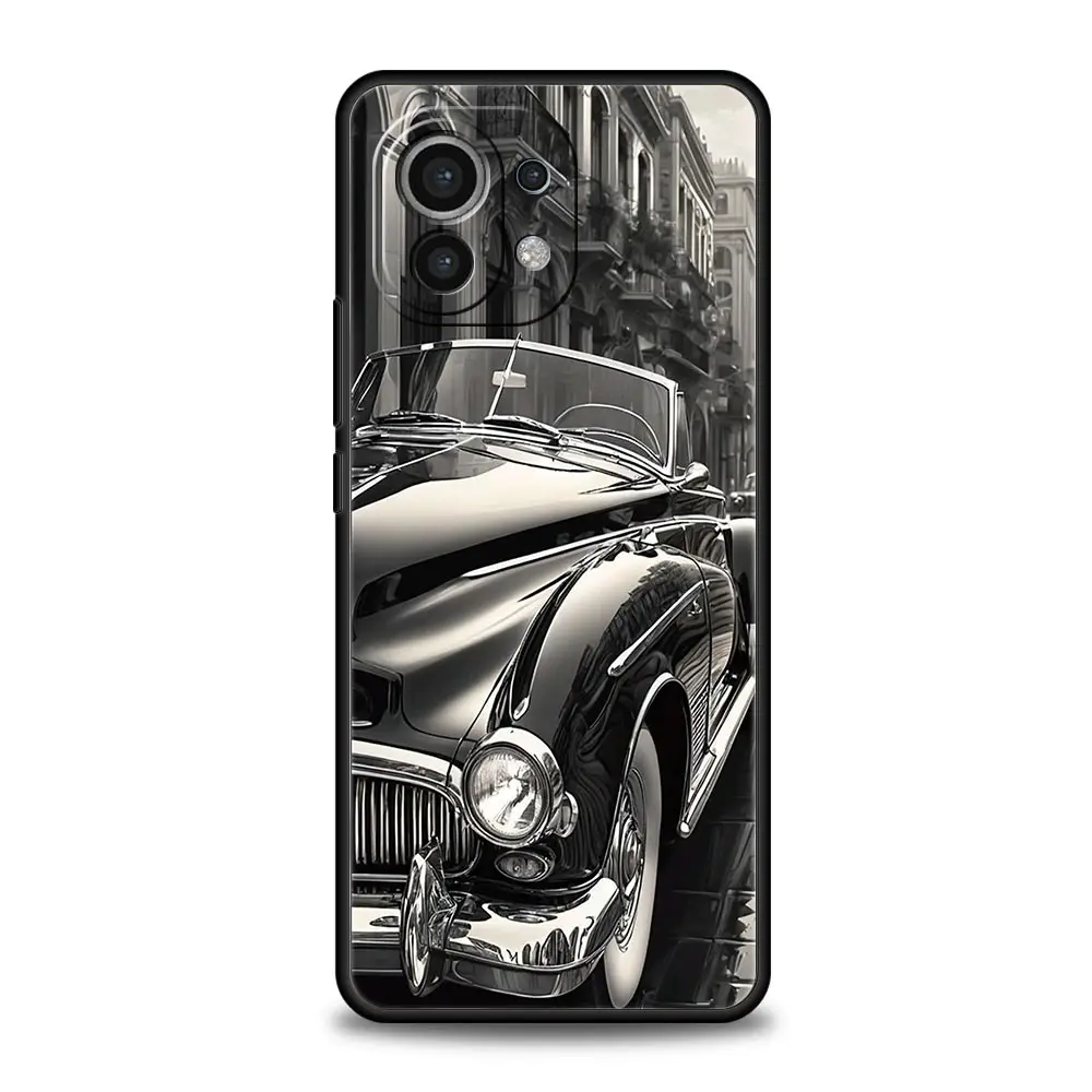 Elegant Black & White Soft Car Phone Case - Versatile Design & Durable Protection