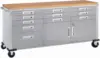Heavy Duty Rolling Cabinet Workbench Table with Solid Wood Top Workstation for Garage Warehouse Office Workshop 1