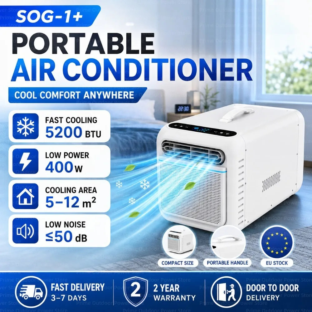 Climatiseur portable SOG-1+, 5200 BTU, 400 W, faible consommation, climatiseur mobile, refroidisseur d'air portable pour le camping, les camping-cars, les petites pièces (8-10 personnes) ㎡ 1