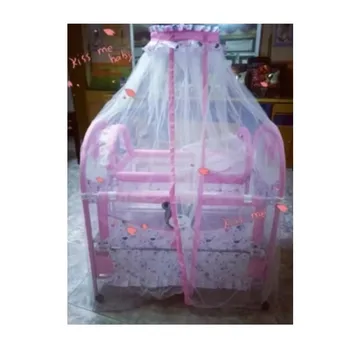 2 in 1 Baby Crib & Cradle with Mosquito Net, Multifunctional Kids Bed Infant Bassinet 1