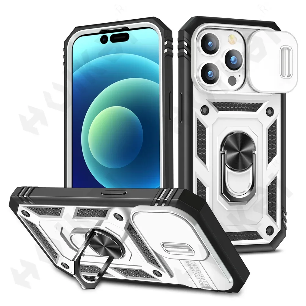 thumbnail image 1 of Funda protectora de cuerpo completo para teléfono móvil iPhone, carcasa resistente con anillo de protección y soporte para cámara, para modelos 15, 14, 13, 12, 11 Pro, XS Max, 8, 7 Plus, 2023, 1 of 5