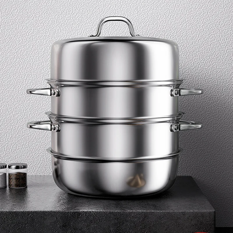 

Multi Layer Boilers Stainless Steel Household Food Steamer Cooking Pot Couscous Rice Roll Cookware Pots for Cooking