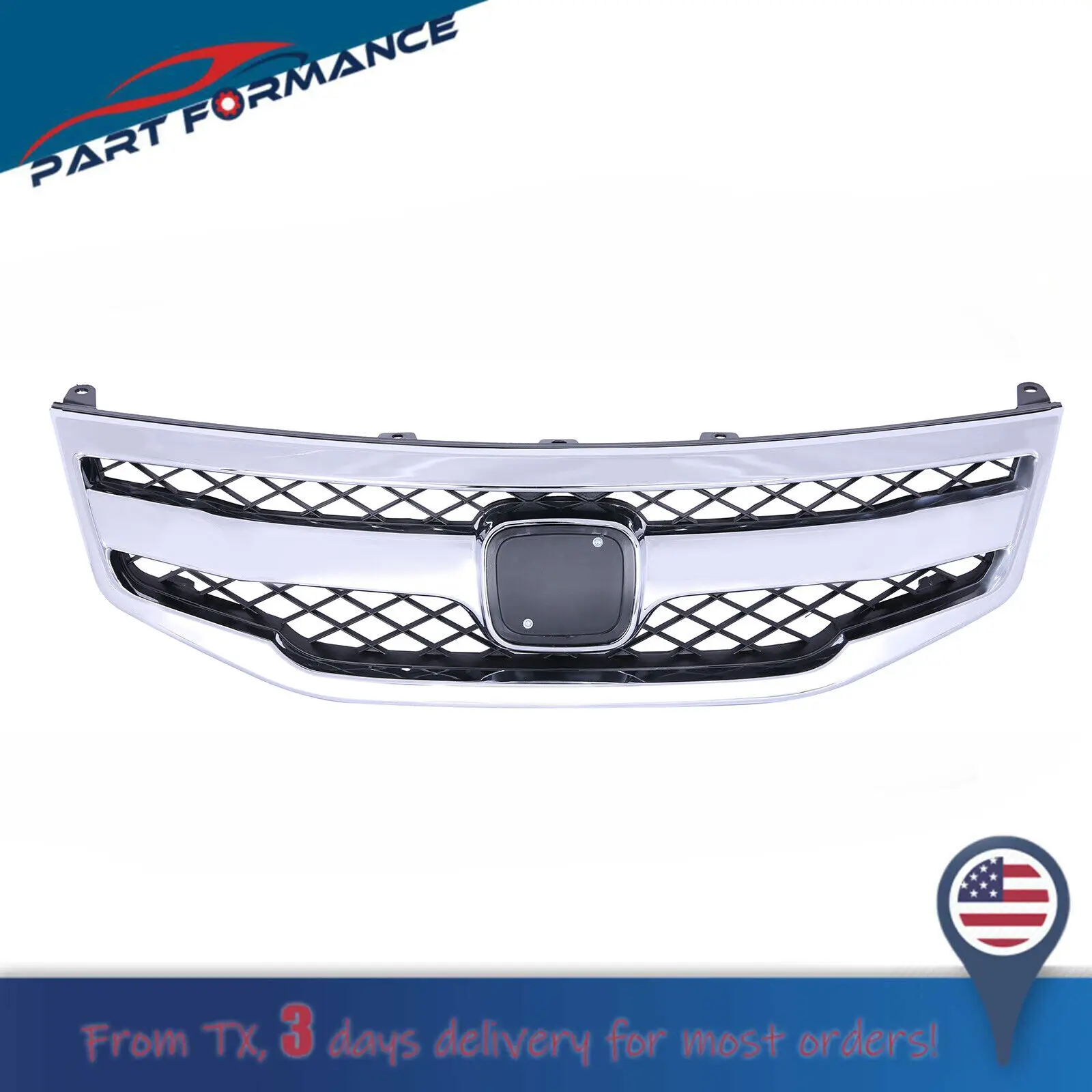 

Front Bumper Grille Honeycomb Grill Chrome For 2011-2012 Honda Accord Sedan