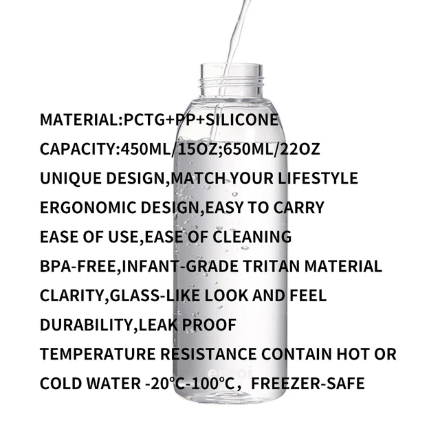 1pc 450ml/650ml Simple Sports Water Bottle Leak-proof Cup Motivational Portable Water bottle for Outdoors Sport Fitness BPA Free 4